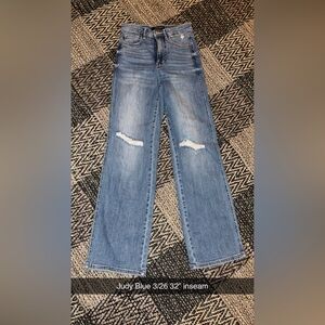 Judy Blue Women's Distressed Straight Leg Jeans - Light Blue